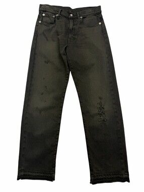 R13 Distressed Straight Leg Jeans Mud Wash Black Size 25 W | 28 L